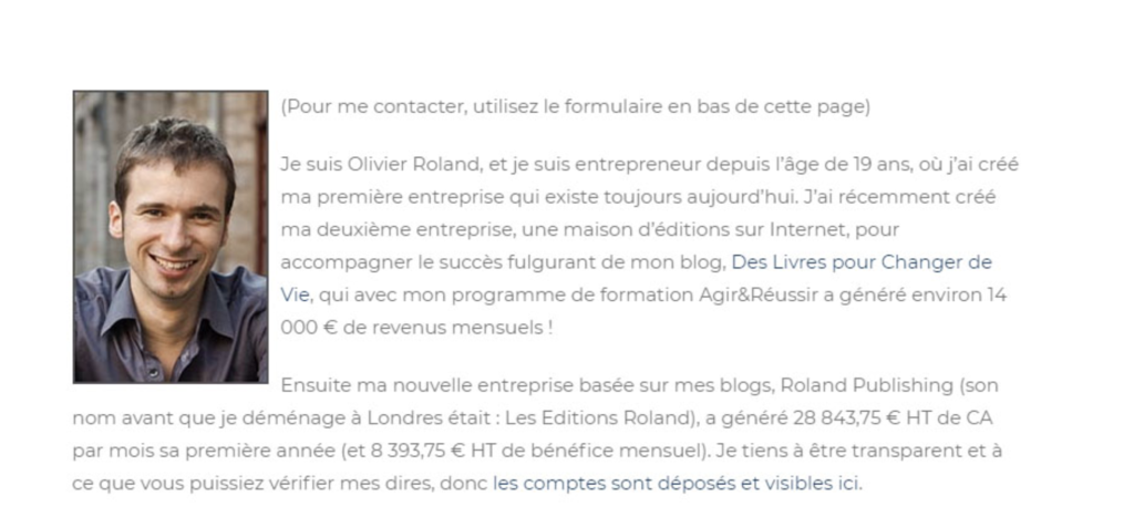Olivier Roland Page d'À propos